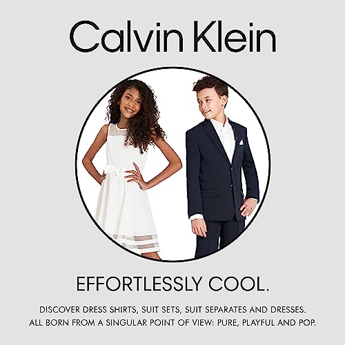 Calvin Klein Boys' Dress Trousers – Black Flat-Front, Straight Leg with Pockets (Size 14)