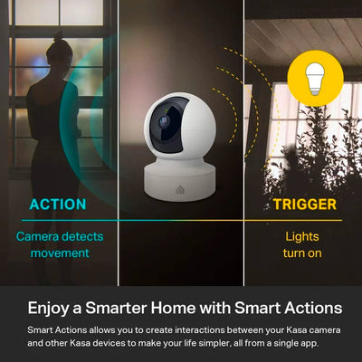 Kasa EC70 Indoor Smart Camera – 1080p HD Pan/Tilt with Night Vision, Motion Detection & Alexa Support (White)