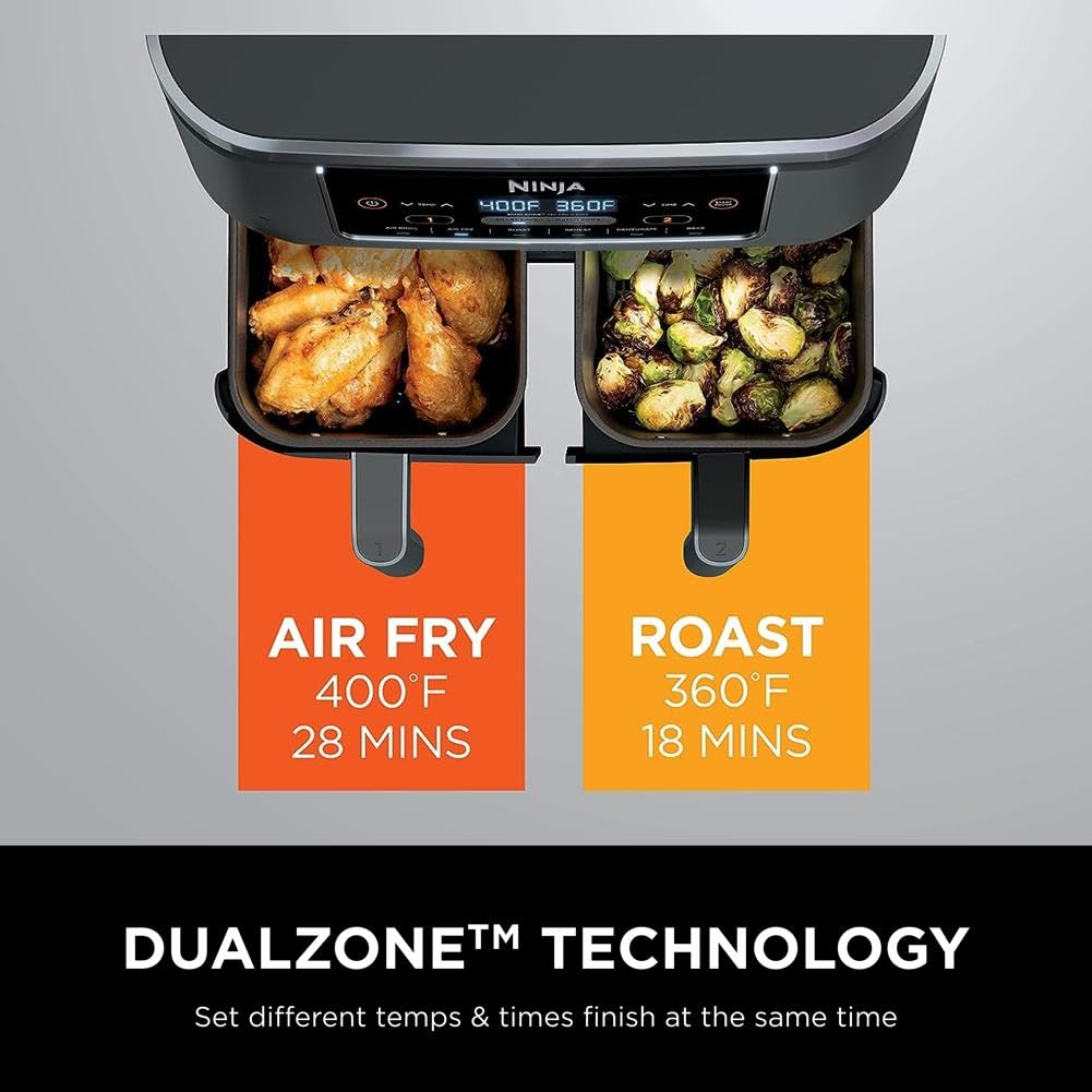 Ninja DualZone 8-Quart 6-in-1 Air Fryer – Smart Two-Basket Cooking