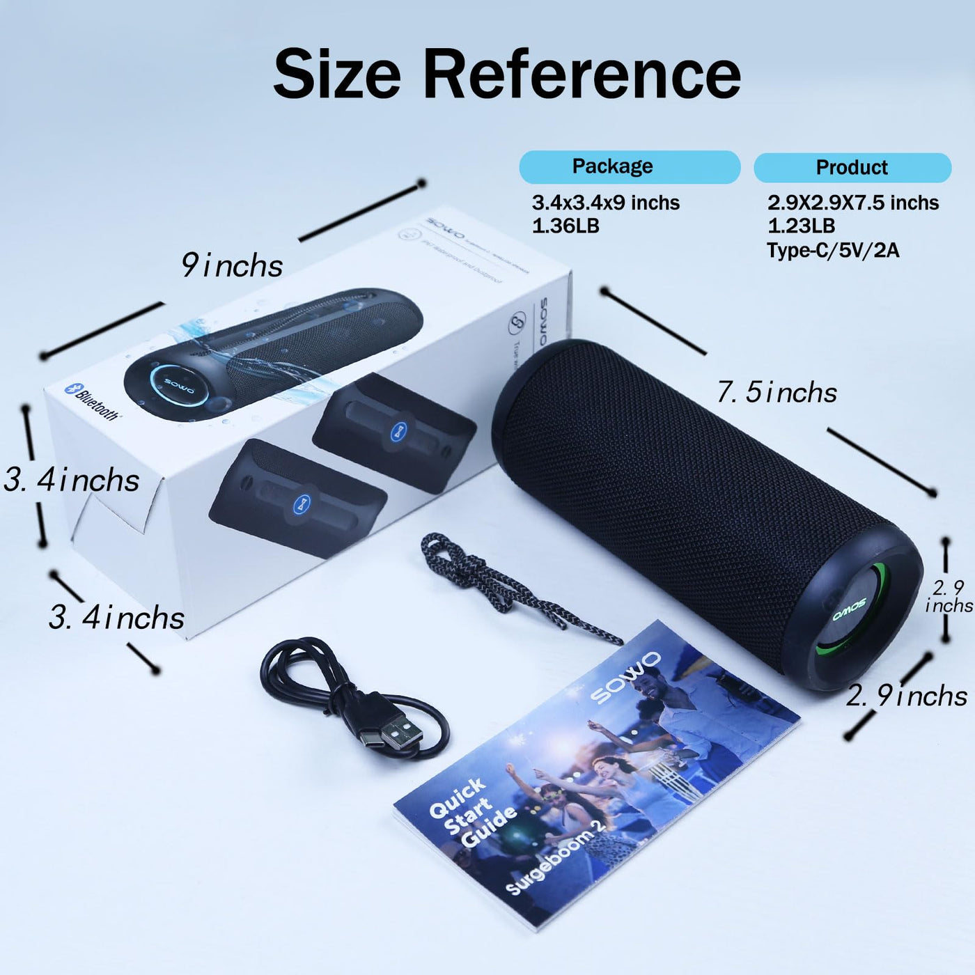 Wireless Bluetooth Speaker – IPX7 Waterproof, 25W BassBoom Sound, TWS Pairing & 16H Playtime (Black)