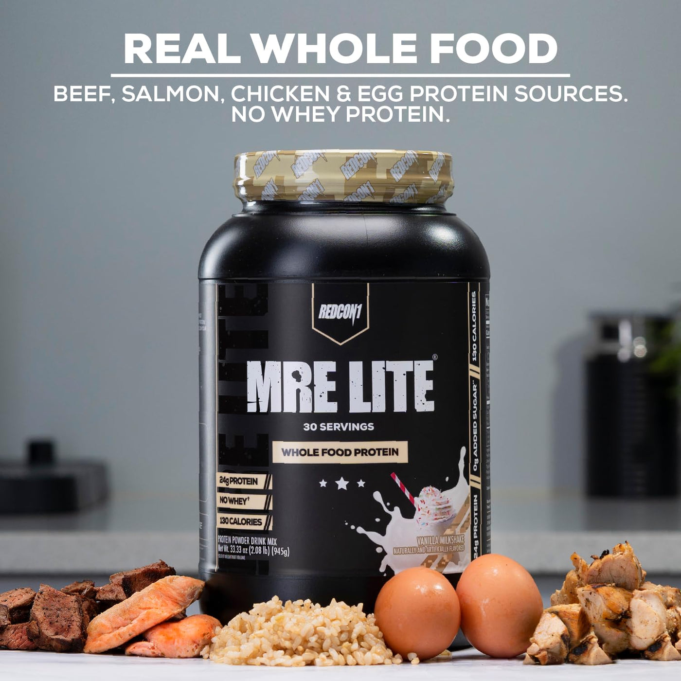 REDCON1 MRE Lite Protein Powder – Banana Nut Bread Meal Replacement, Low Carb & Whey-Free (30 Servings)