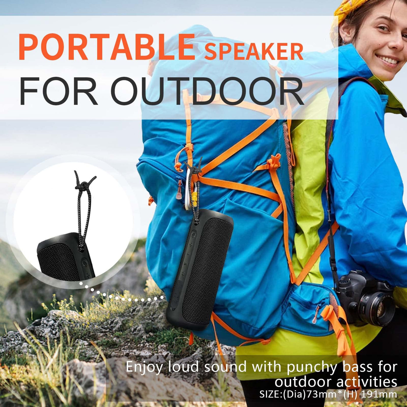 Wireless Bluetooth Speaker – IPX7 Waterproof, 25W BassBoom Sound, TWS Pairing & 16H Playtime (Black)