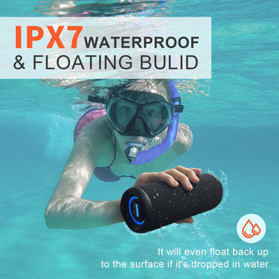 Wireless Bluetooth Speaker – IPX7 Waterproof, 25W BassBoom Sound, TWS Pairing & 16H Playtime (Black)