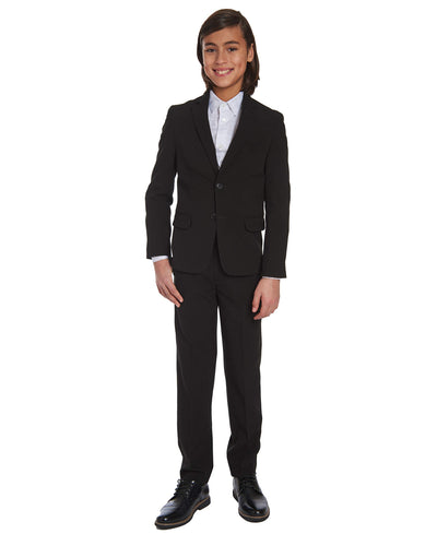 Calvin Klein Boys' Dress Trousers – Black Flat-Front, Straight Leg with Pockets (Size 14)