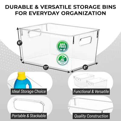 ClearSpace Plastic Storage Bins – Clear Organisers for Kitchen, Pantry, Closet & Freezer (Set of Multi-Use Containers)