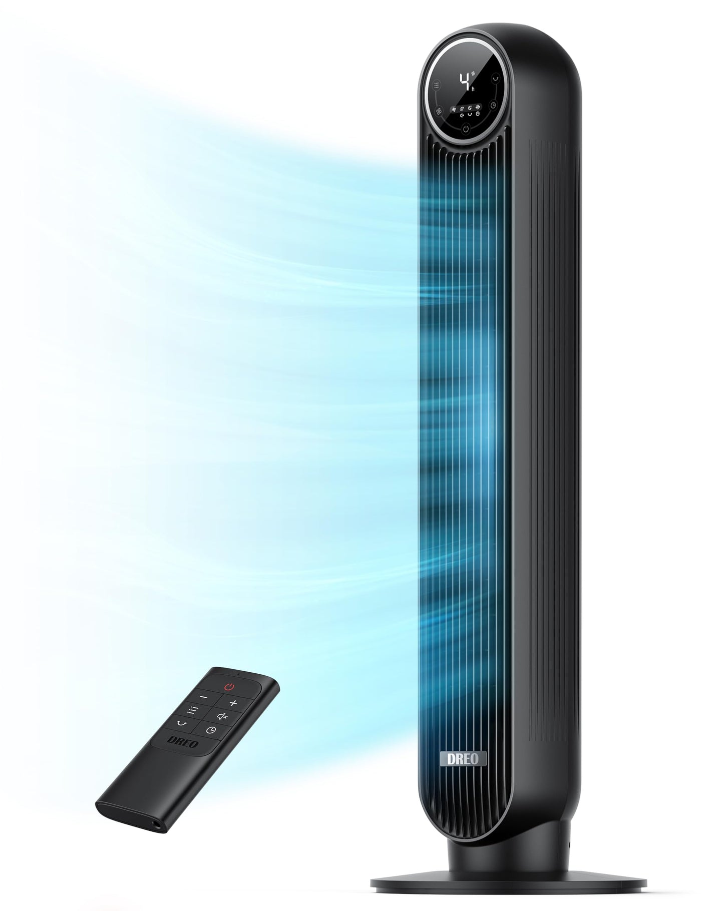 Dreo Bladeless Tower Fan – Quiet, Oscillating & Powerful | 25ft/s Airflow, 8H Timer, 4 Modes – Black