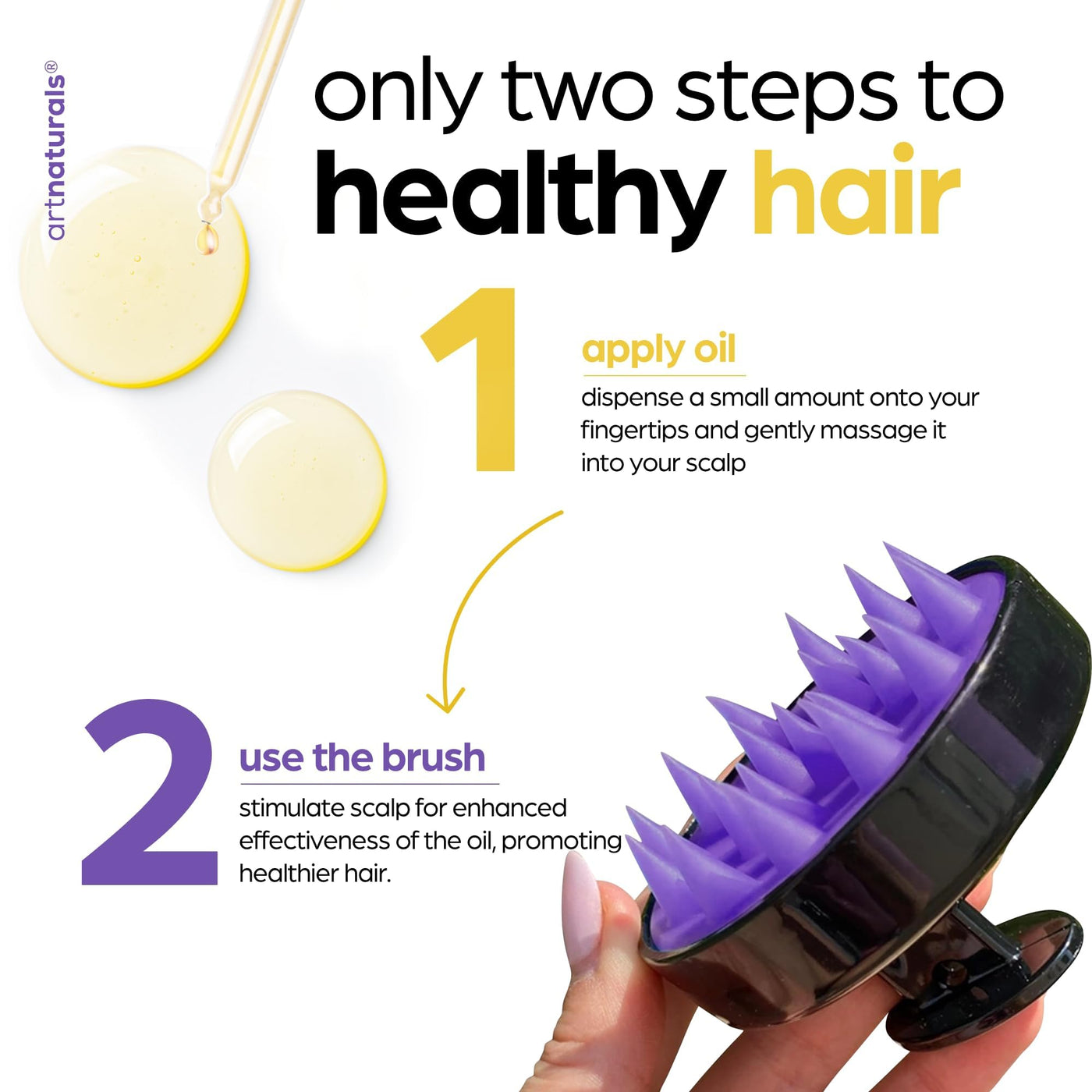 ArtNaturals Rosemary & Castor Hair Growth Oil + Scalp Massager – Hydrating Treatment for Dry, Itchy Scalp (4 oz)