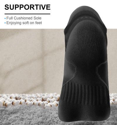 KEMISANT Men’s Running Socks – Cushioned Ankle Compression (6 Pairs, Size 10–12)