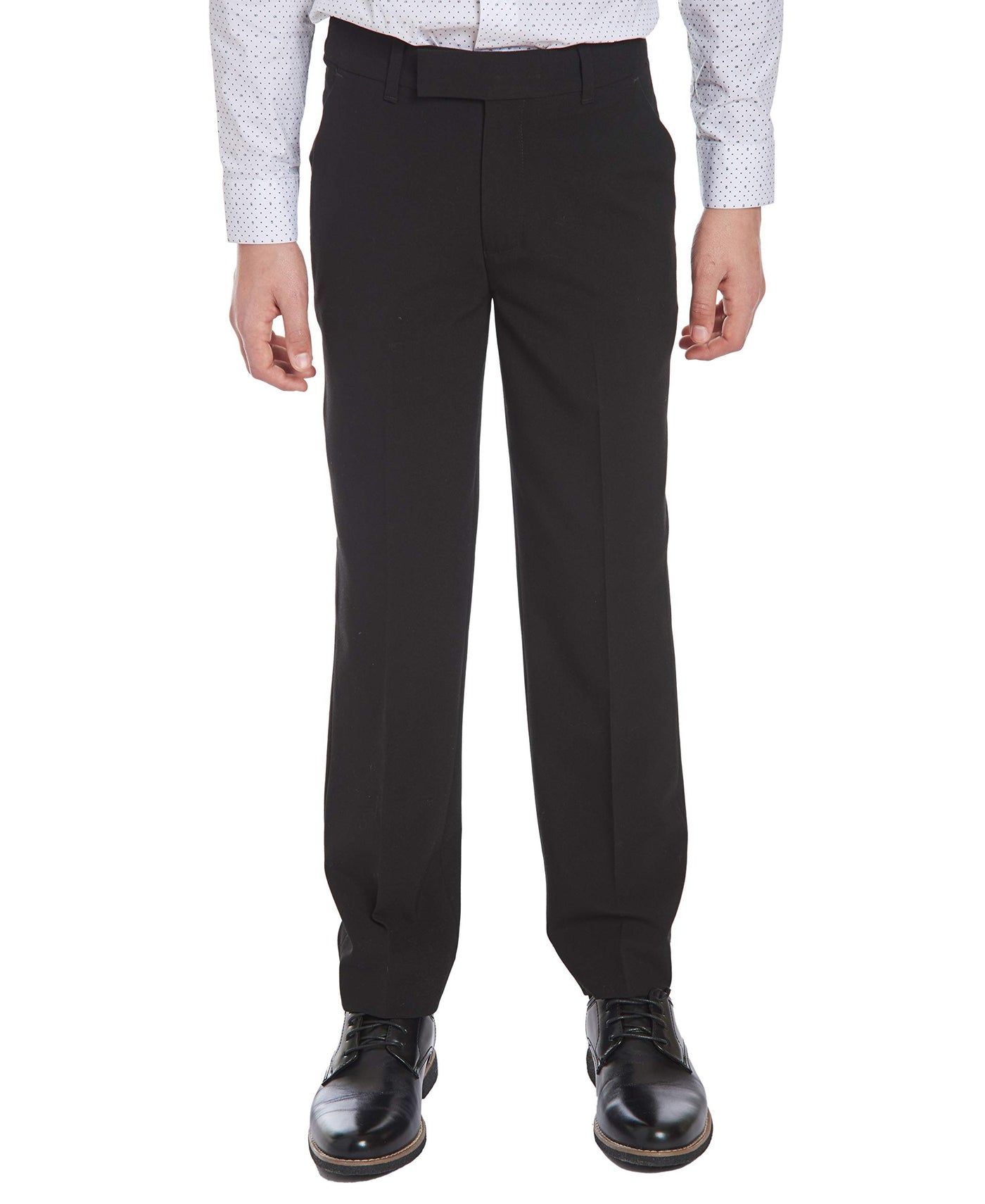 Calvin Klein Boys' Dress Trousers – Black Flat-Front, Straight Leg with Pockets (Size 14)