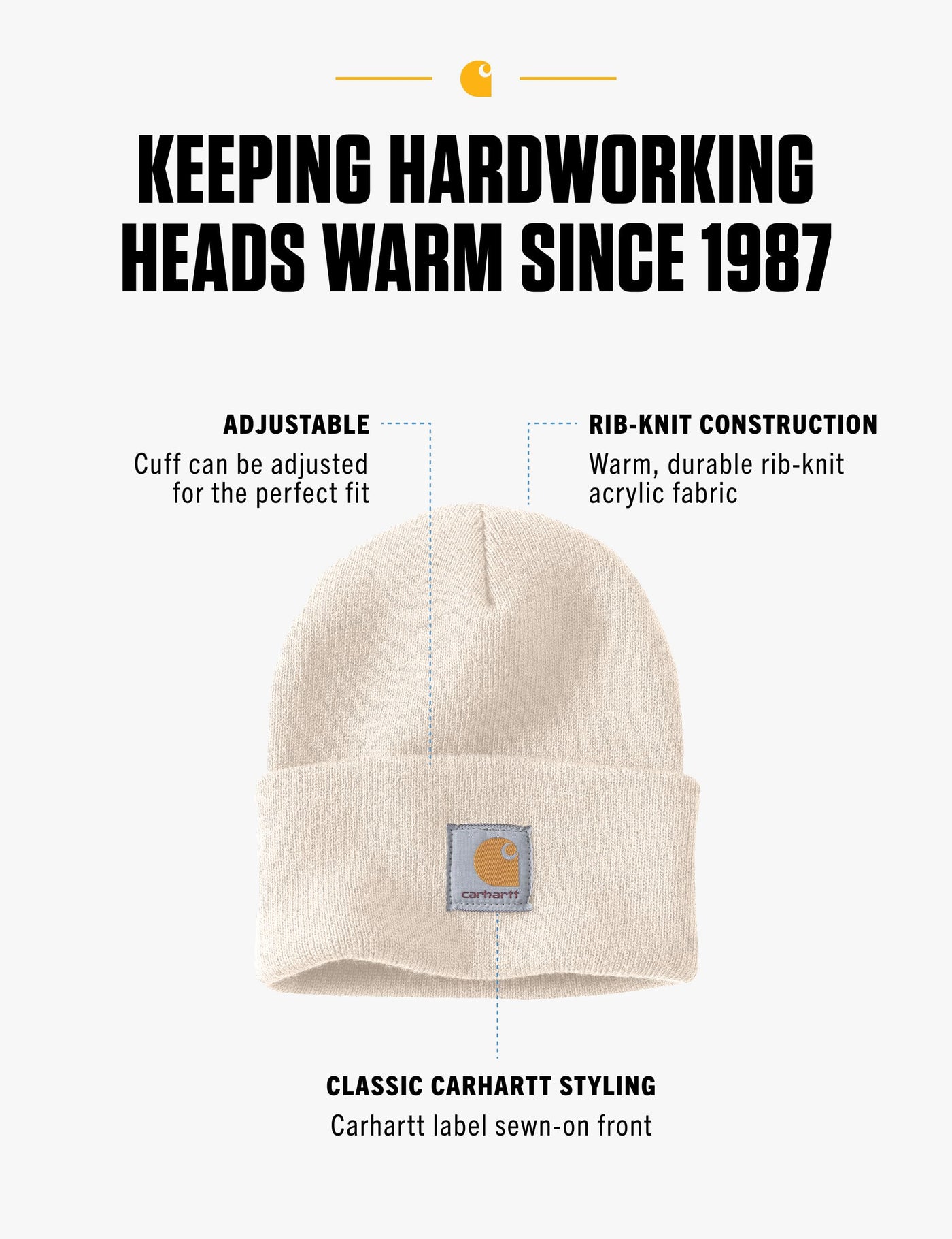 Carhartt Men's Knit Cuffed Beanie, Winter White, One Size
