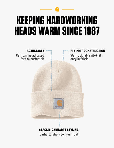 Carhartt Men's Knit Cuffed Beanie, Winter White, One Size