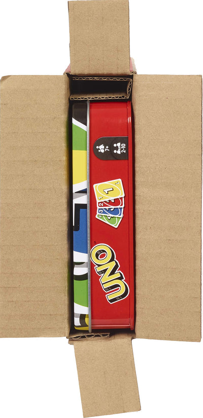 UNO Family Card Game – Classic 112-Card Set in Travel Tin by Mattel (Ages 7+)