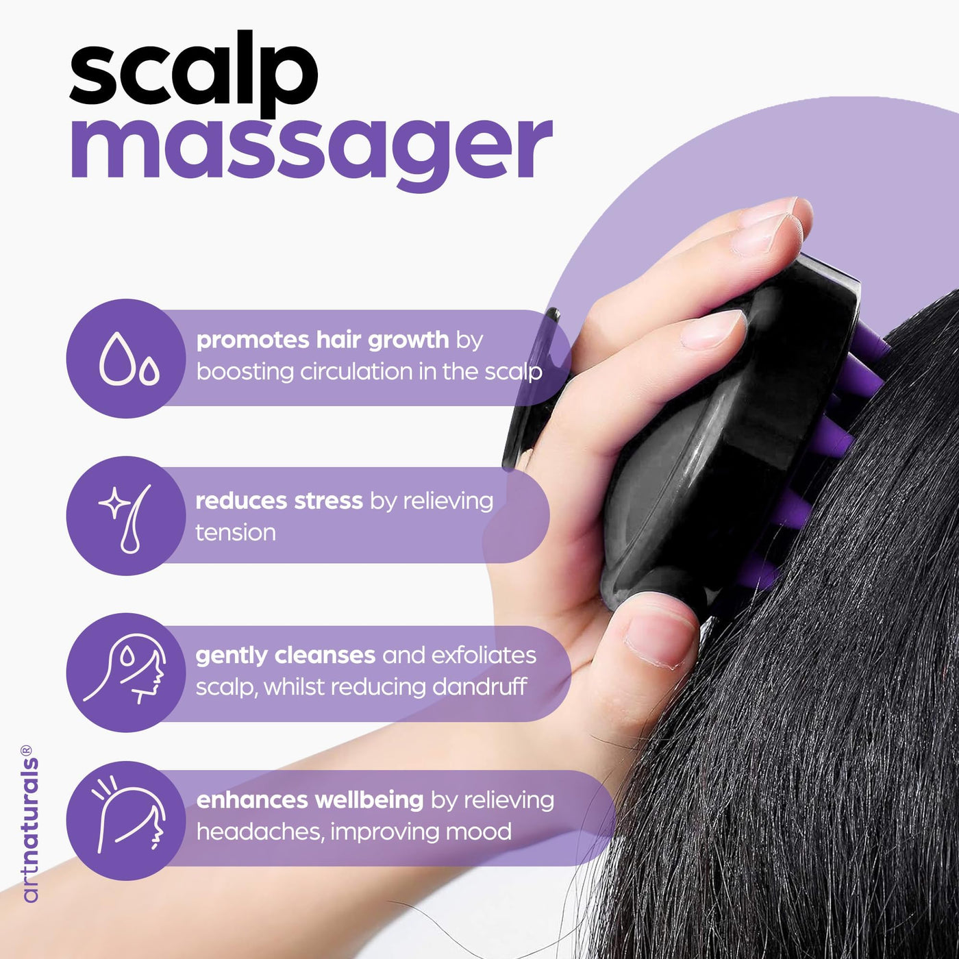 ArtNaturals Rosemary & Castor Hair Growth Oil + Scalp Massager – Hydrating Treatment for Dry, Itchy Scalp (4 oz)