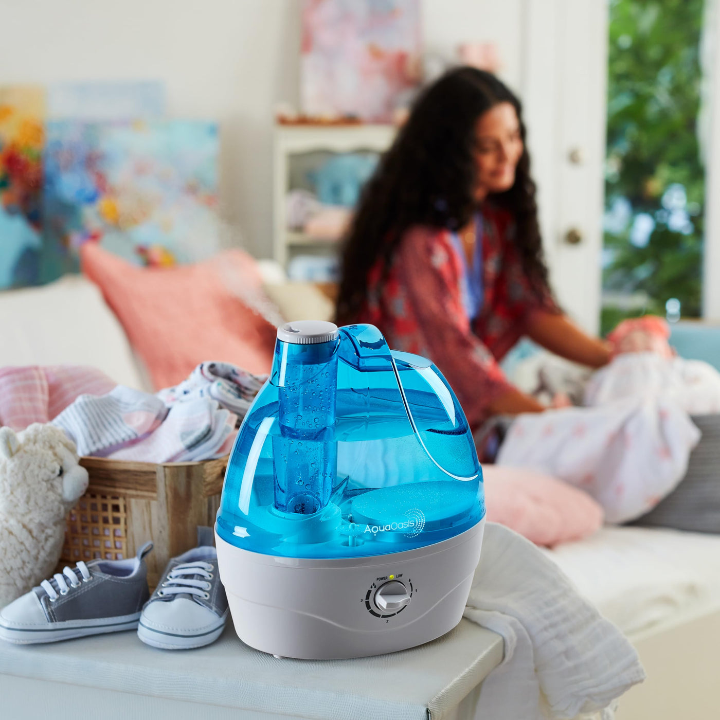 AquaOasis Cool Mist Humidifier – 2.2L Quiet Ultrasonic with 360° Nozzle & Auto Shut-Off for Bedroom & Nursery