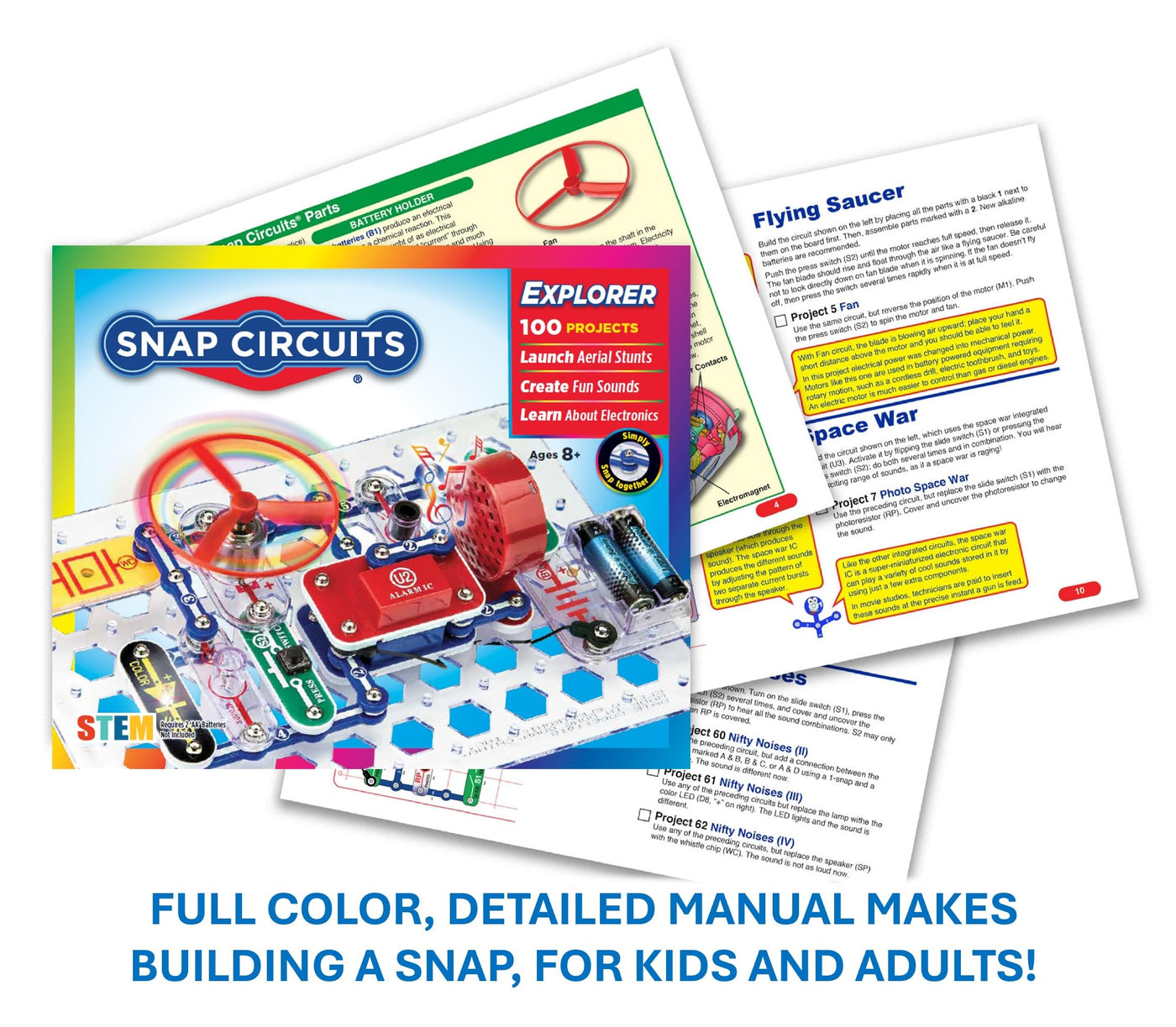 Snap Circuits Jr. SC-100 – STEM Electronics Kit with 100+ Projects for Kids (Ages 8+)