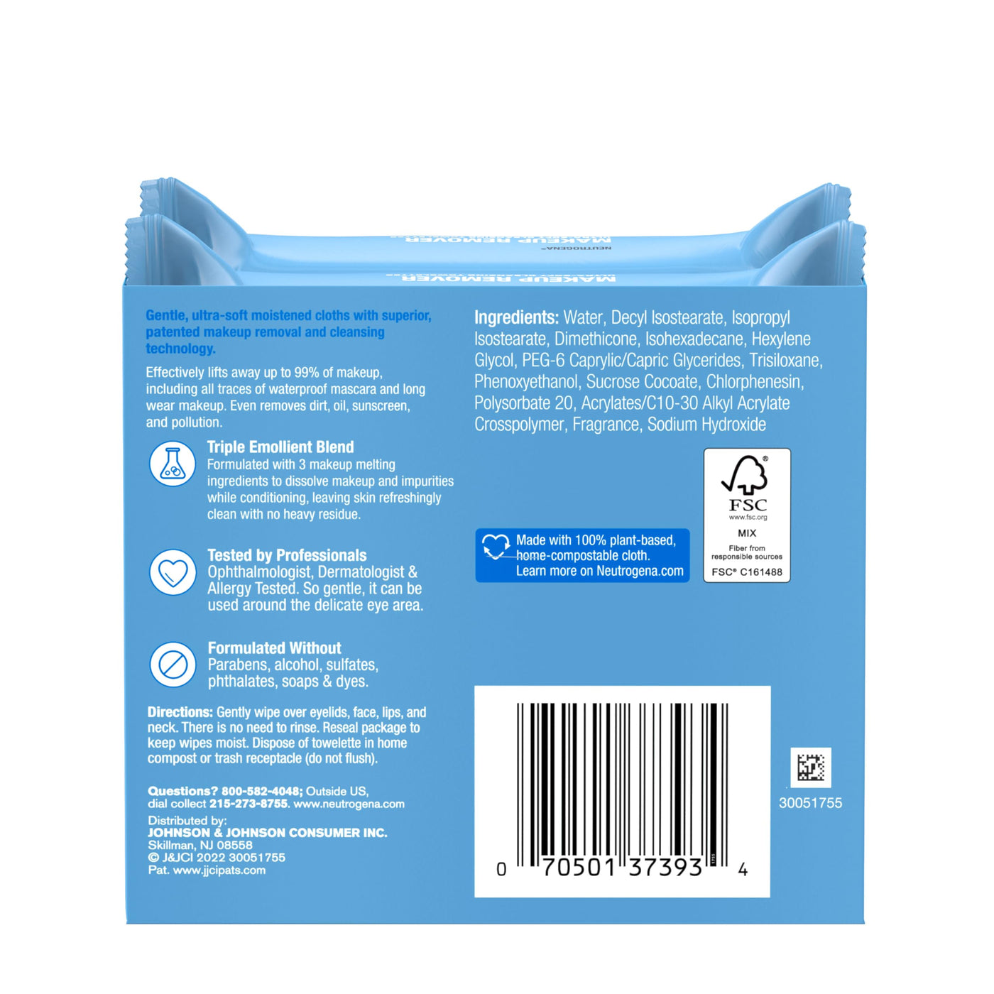 Neutrogena Makeup Remover Wipes – Alcohol-Free Facial Cleansing Towelettes (2 x 25 ct)