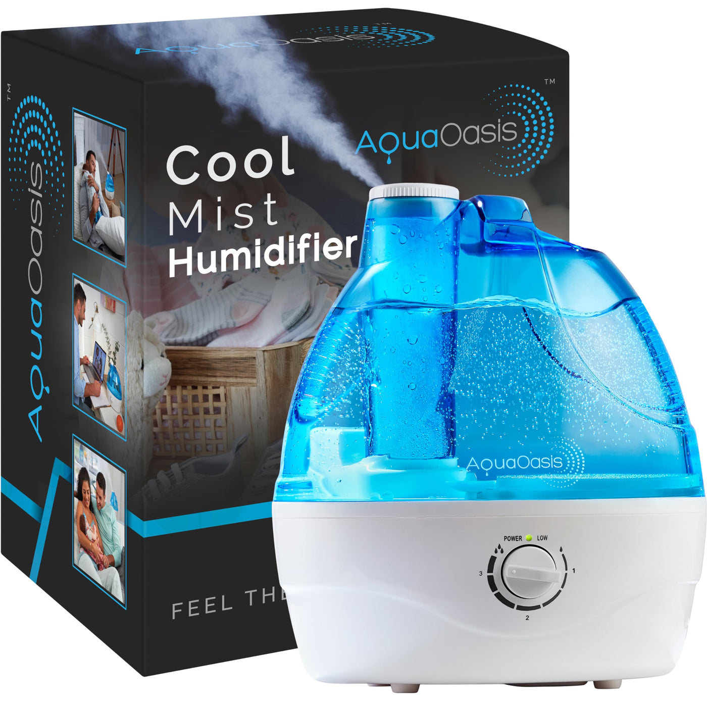 AquaOasis Cool Mist Humidifier – 2.2L Quiet Ultrasonic with 360° Nozzle & Auto Shut-Off for Bedroom & Nursery