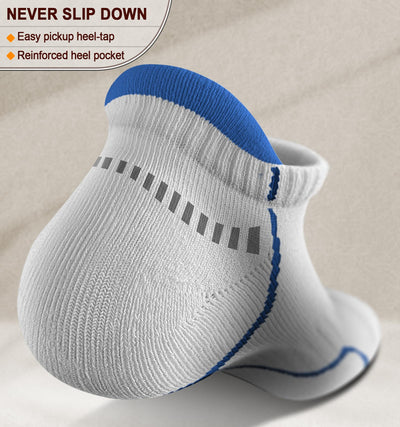 KEMISANT Men’s Running Socks – Cushioned Ankle Compression (6 Pairs, Size 10–12)