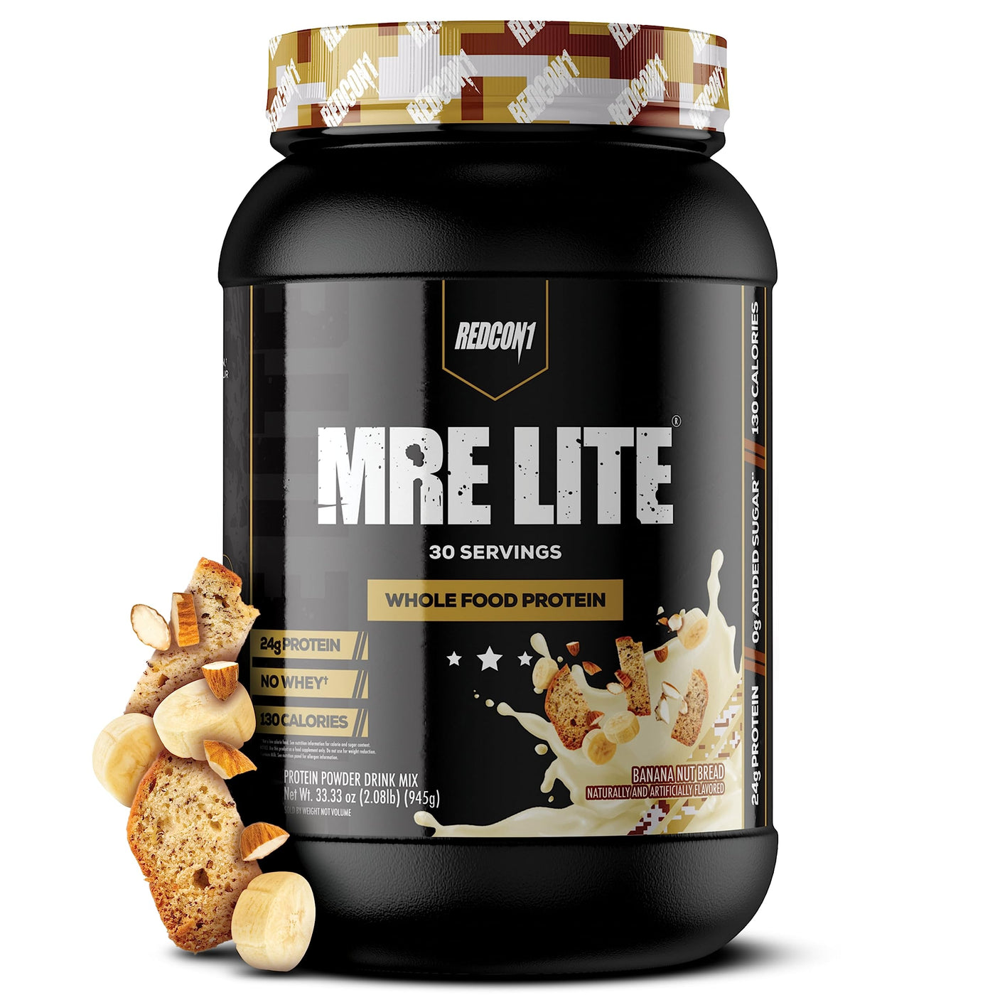 REDCON1 MRE Lite Protein Powder – Banana Nut Bread Meal Replacement, Low Carb & Whey-Free (30 Servings)